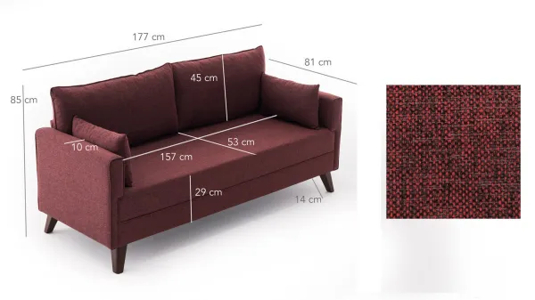 Dvojmiestna pohovka Bella Sofa For 2 Pr - Claret Red