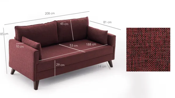 Trojmiestna rozkladacia pohovka Bella Sofa Bed - Claret Red