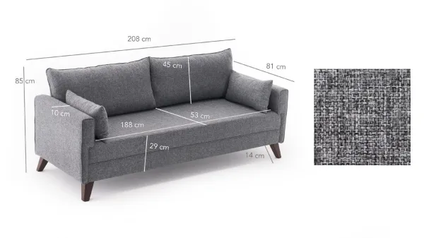 Trojmiestna rozkladacia pohovka Bella Sofa Bed - Grey