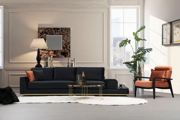 Štvormiestna pohovka Line With Side Table - Black