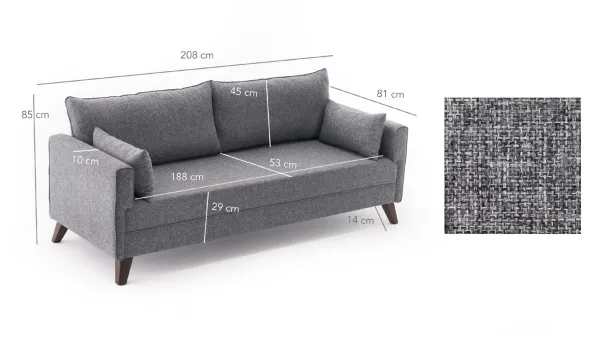 Trojmiestna pohovka Bella Sofa For 3 Pr - Grey