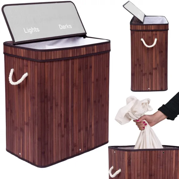 Bambusový kôš na bielizeň s vekom 100L wenge