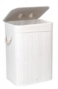 Bambusový kôš s vekom 80L 1 priehradka biela