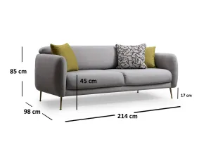 Hanah Home 3-miestna pohovka Sevilla 214 cm sivá
