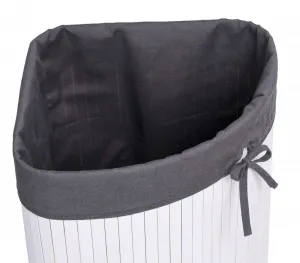 Bambusový rohový kôš na bielizeň s vekom biely a sivý