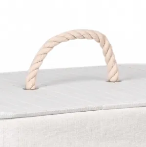 Bambusový kôš s vekom 80L 1 priehradka biela