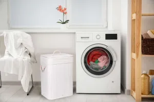 Bambusový kôš s vekom 80L 1 priehradka biela