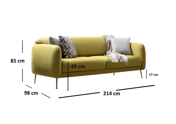 Trojmiestna rozkladacia pohovka Sevilla 3 Seater - Yellow