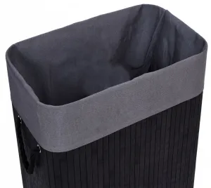 Bambusový kôš na bielizeň s vekom 80L čierno-sivý