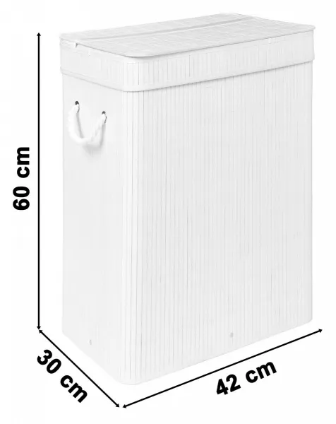 Bambusový kôš na bielizeň s vekom SOREN 80L biely