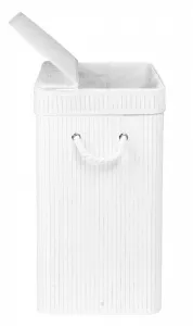 Bambusový kôš na bielizeň s vekom SOREN 80L biely
