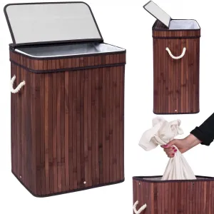 Bambusový kôš na bielizeň s vekom SOREN 80L wenge