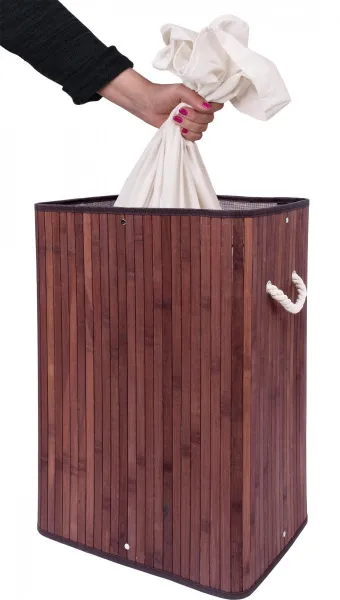 Bambusový kôš na bielizeň s vekom SOREN 80L wenge