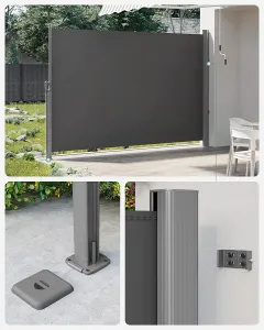 SONGMICS Bočná markíza Orrine 200x400 cm tmavo šedá