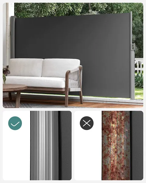 SONGMICS Bočná markíza Orrine 200x400 cm tmavo šedá