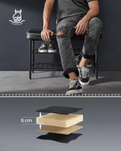 SONGMICS Botník s polstrovanou lavicou Vasagle Stuart čierny