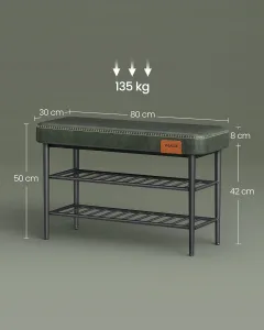 SONGMICS Botník s polstrovanou lavicou Vasagle Stuart lesná zelená