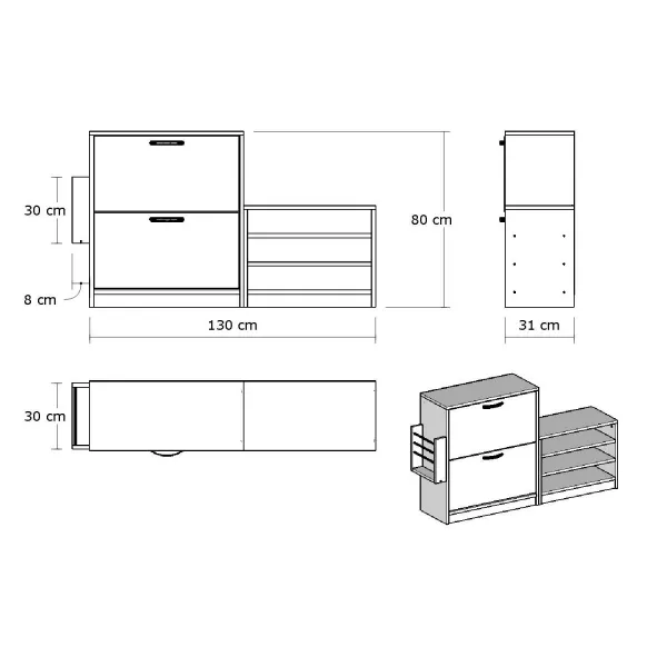 Hanah Home Botník Trend 130x80 cm biely