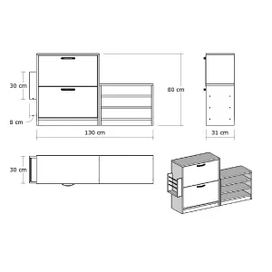 Hanah Home Botník Trend 130x80 cm biely