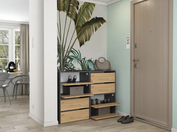 TP Living Botník MODO 60 cm antracit/dub artisan
