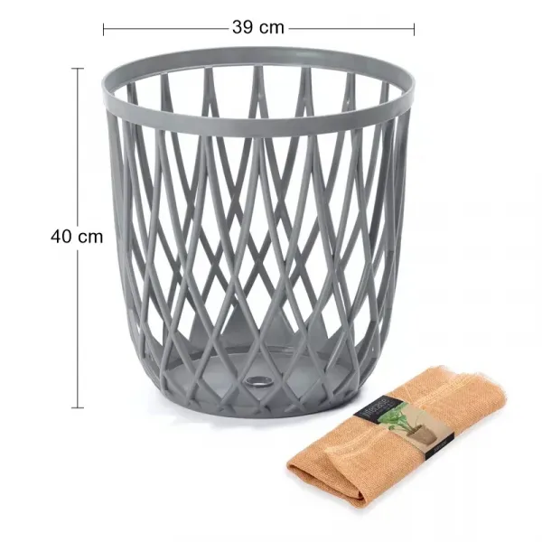 Prosperplast Univerzální koš s jutovým pytlem QUBO 39 cm šedý