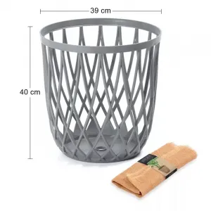 Prosperplast Univerzální koš s jutovým pytlem QUBO 39 cm šedý