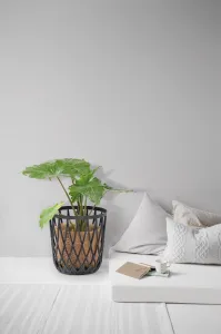 Prosperplast Univerzální koš s jutovým pytlem QUBO 39 cm šedý