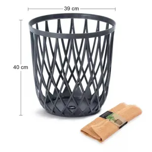 Prosperplast Univerzální koš s jutovým pytlem QUBO 39 cm antracitový