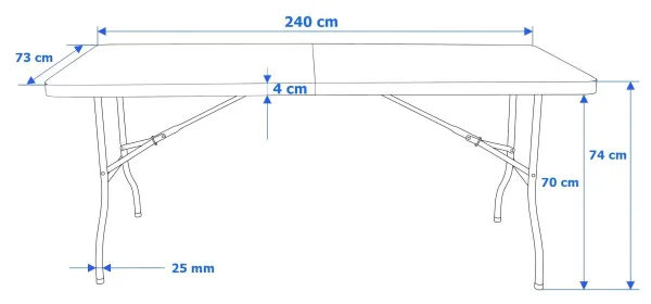 IMPRO skladací cateringový stôl v kufríku 240 cm čierny