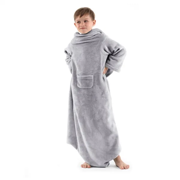 Detská deka s rukávmi DecoKing Lazy sivá, velikost 90x105