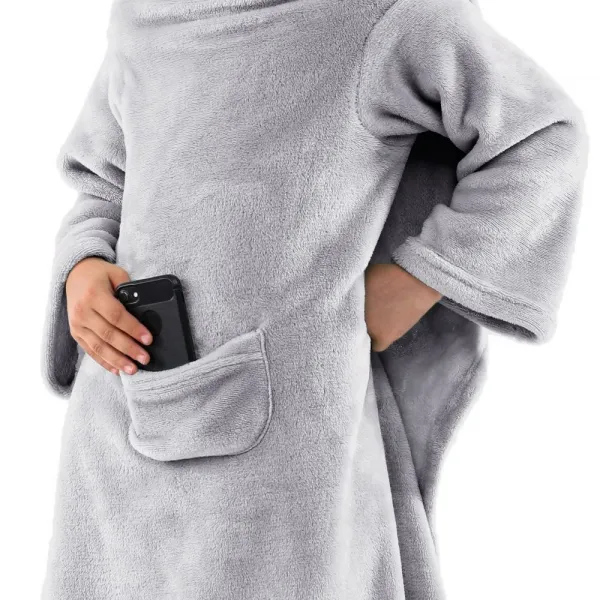 Detská deka s rukávmi DecoKing Lazy sivá, velikost 90x105