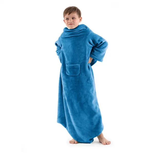 Detská deka s rukávmi DecoKing Lazy tmavomodrá, velikost 90x105