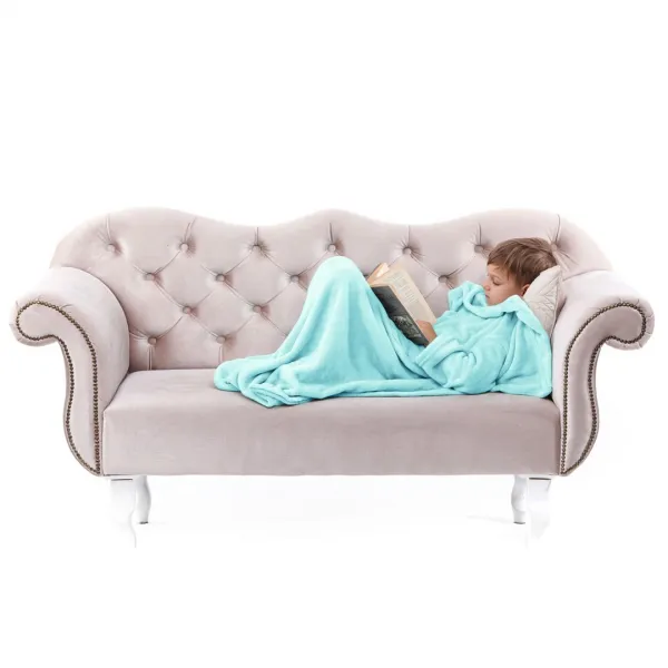 Detská deka s rukávmi DecoKing Lazy tyrkysová, velikost 90x105
