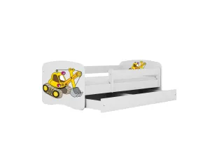 Kocot kids Detská posteľ Babydreams bager biela, varianta 70x140, se šuplíky, s matrací