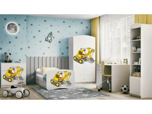 Kocot kids Detská posteľ Babydreams bager biela, varianta 70x140, se šuplíky, s matrací