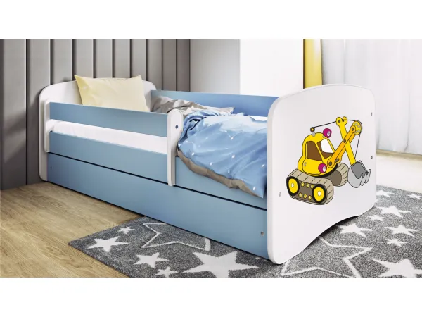 Kocot kids Detská posteľ Babydreams bager modrá, varianta 70x140, se šuplíky, s matrací
