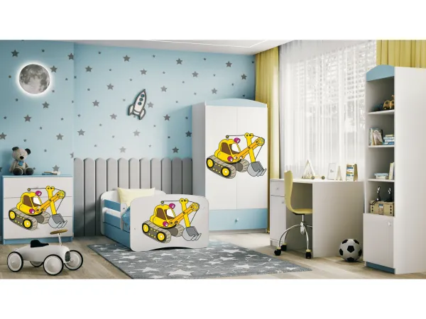Kocot kids Detská posteľ Babydreams bager modrá, varianta 70x140, se šuplíky, s matrací