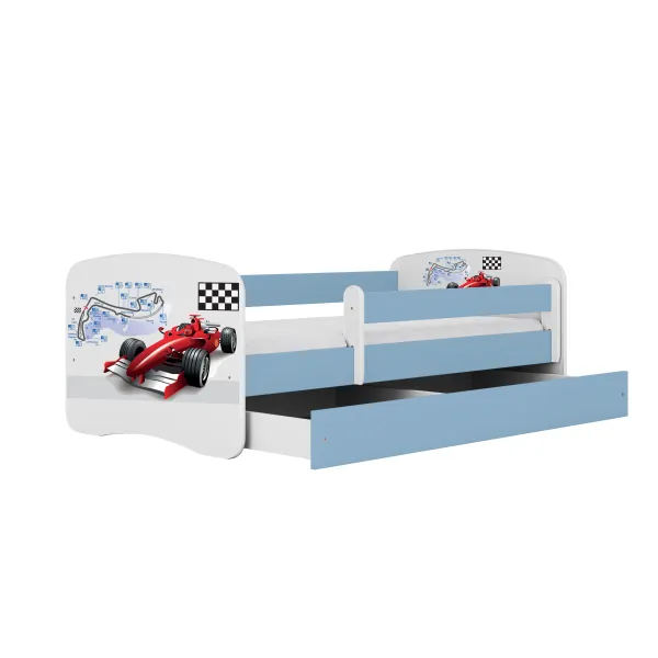 Kocot kids Detská posteľ Babydreams formula 1 modrá, varianta 80x180, se šuplíky, s matrací