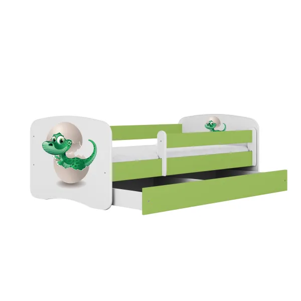 Kocot kids Detská posteľ Babydreams dinosaurus zelená, varianta 80x180, se šuplíky, s matrací