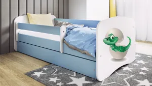 Kocot kids Detská posteľ Babydreams dinosaurus modrá, varianta 70x140, se šuplíky, s matrací
