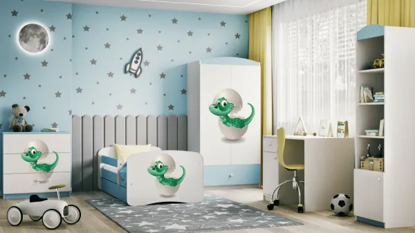 Kocot kids Detská posteľ Babydreams dinosaurus modrá, varianta 70x140, se šuplíky, s matrací