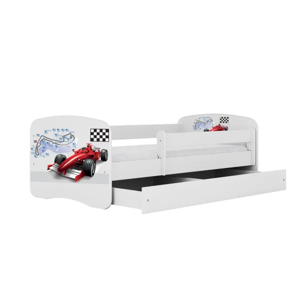 Kocot kids Detská posteľ Babydreams formula jedna biela, varianta 80x160, se šuplíky, s matrací