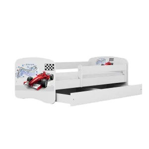 Kocot kids Detská posteľ Babydreams formula jedna biela, varianta 80x160, se šuplíky, s matrací