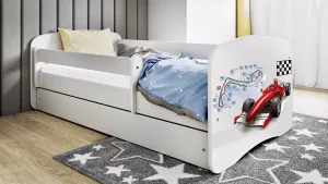 Kocot kids Detská posteľ Babydreams formula jedna biela, varianta 80x160, se šuplíky, s matrací