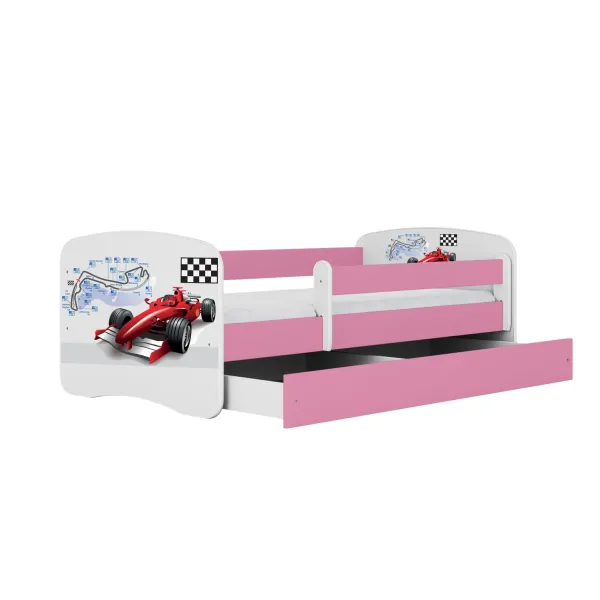 Kocot kids Detská posteľ Babydreams formula jedna ružová, varianta 80x180, se šuplíky, s matrací