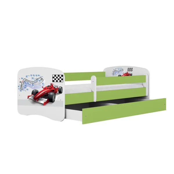 Kocot kids Detská posteľ Babydreams formula jedna zelená, varianta 80x180, se šuplíky, s matrací