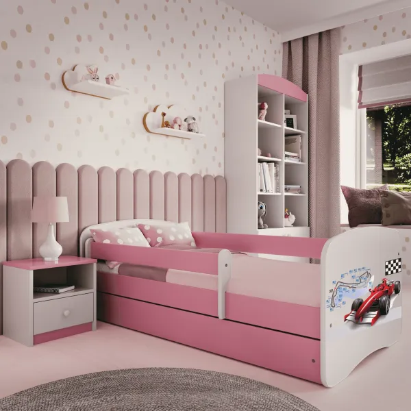Kocot kids Detská posteľ Babydreams formula jedna ružová, varianta 80x180, se šuplíky, s matrací