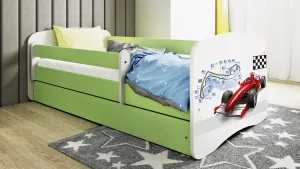 Kocot kids Detská posteľ Babydreams formula jedna zelená, varianta 80x180, se šuplíky, s matrací