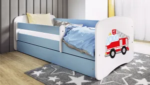 Kocot kids Detská posteľ Babydreams hasičské auto modrá, varianta 70x140, se šuplíky, s matrací