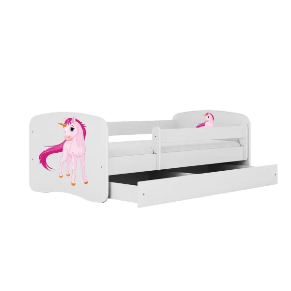 Kocot kids Detská posteľ Babydreams jednorožec biela, varianta 80x180, se šuplíky, s matrací